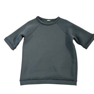 Aakasha 100% French Terry Cotton BlackShort Sleeve Sweatshirt Loose Fit XS